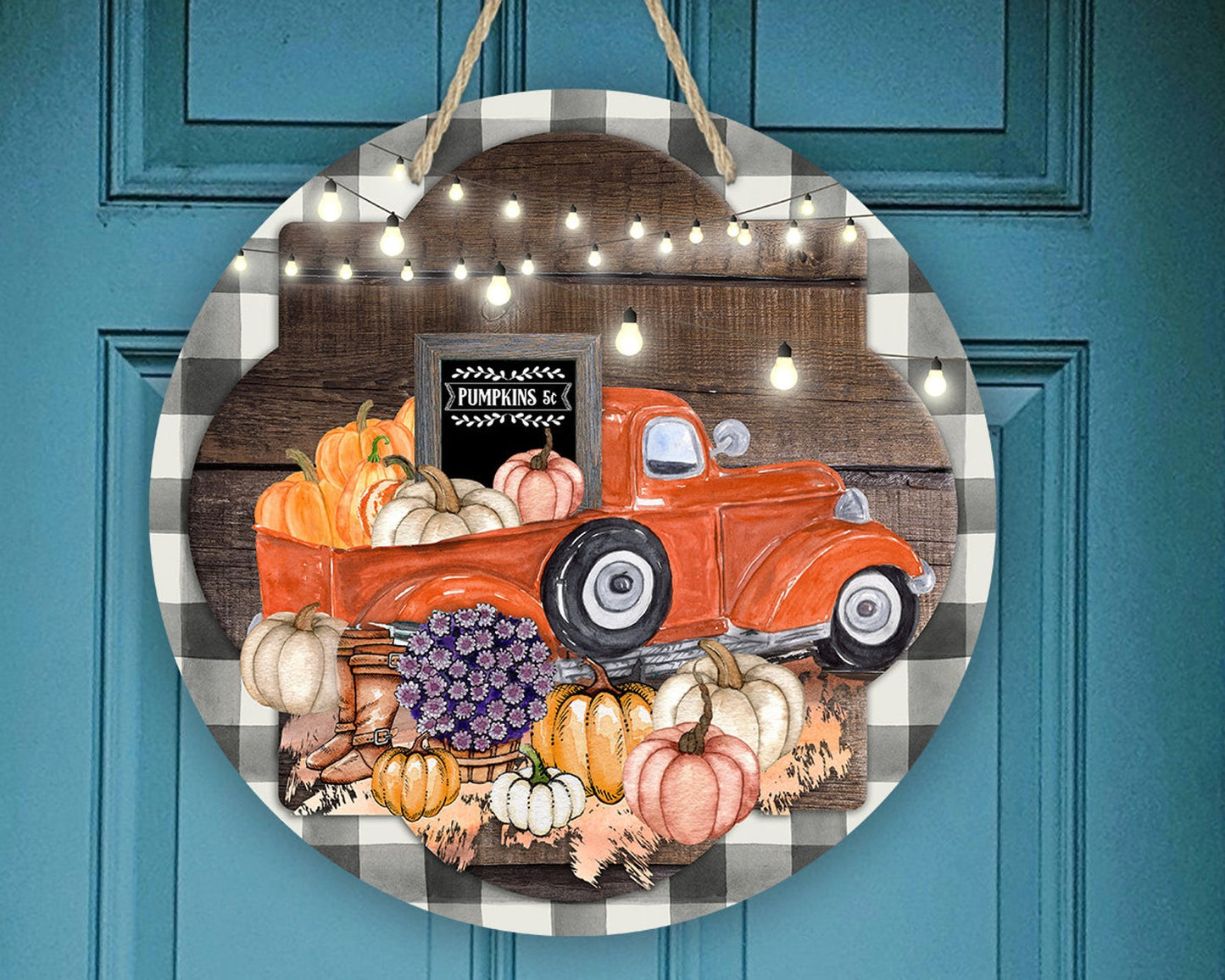 Fall Door Hanger With Orange Truck
