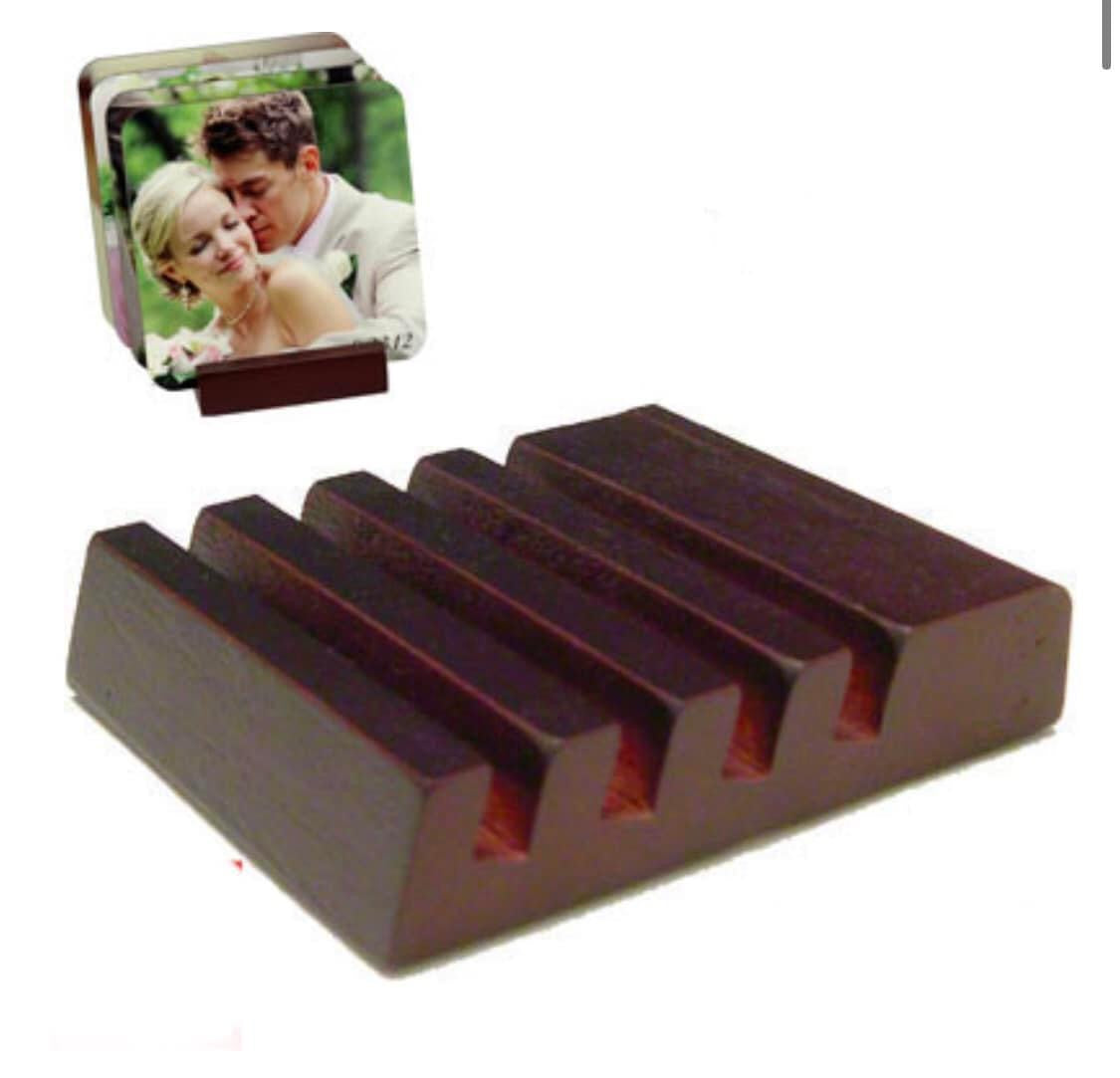 PHOTO COASTERS W/CORK BOTTOM AND HOLDER