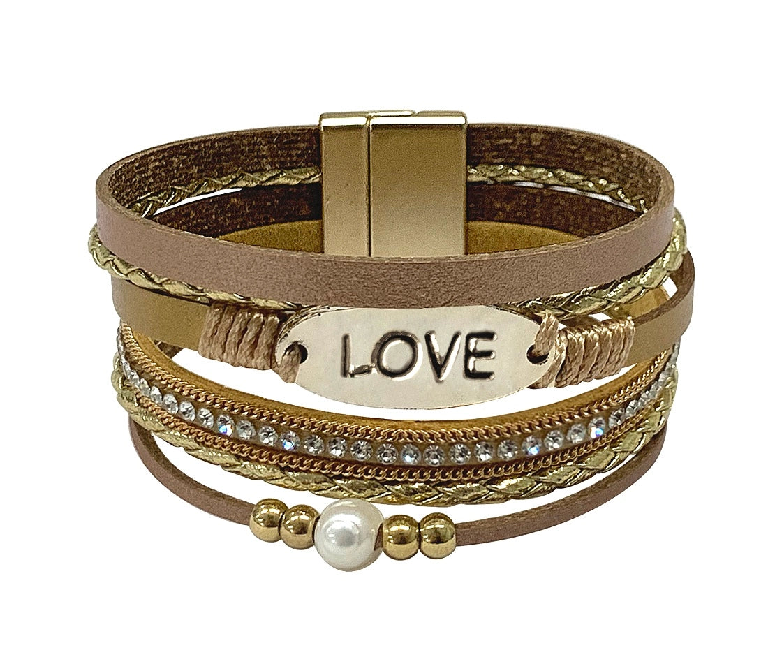 Love Inspirational Multi Strand Leather Bracelet