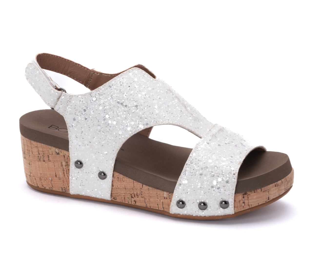 Corky Wedge White Chunky Glitter