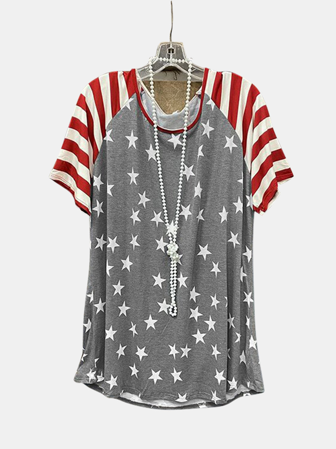 Full Size Star Striped Round Neck Short Sleeve T-Shirt