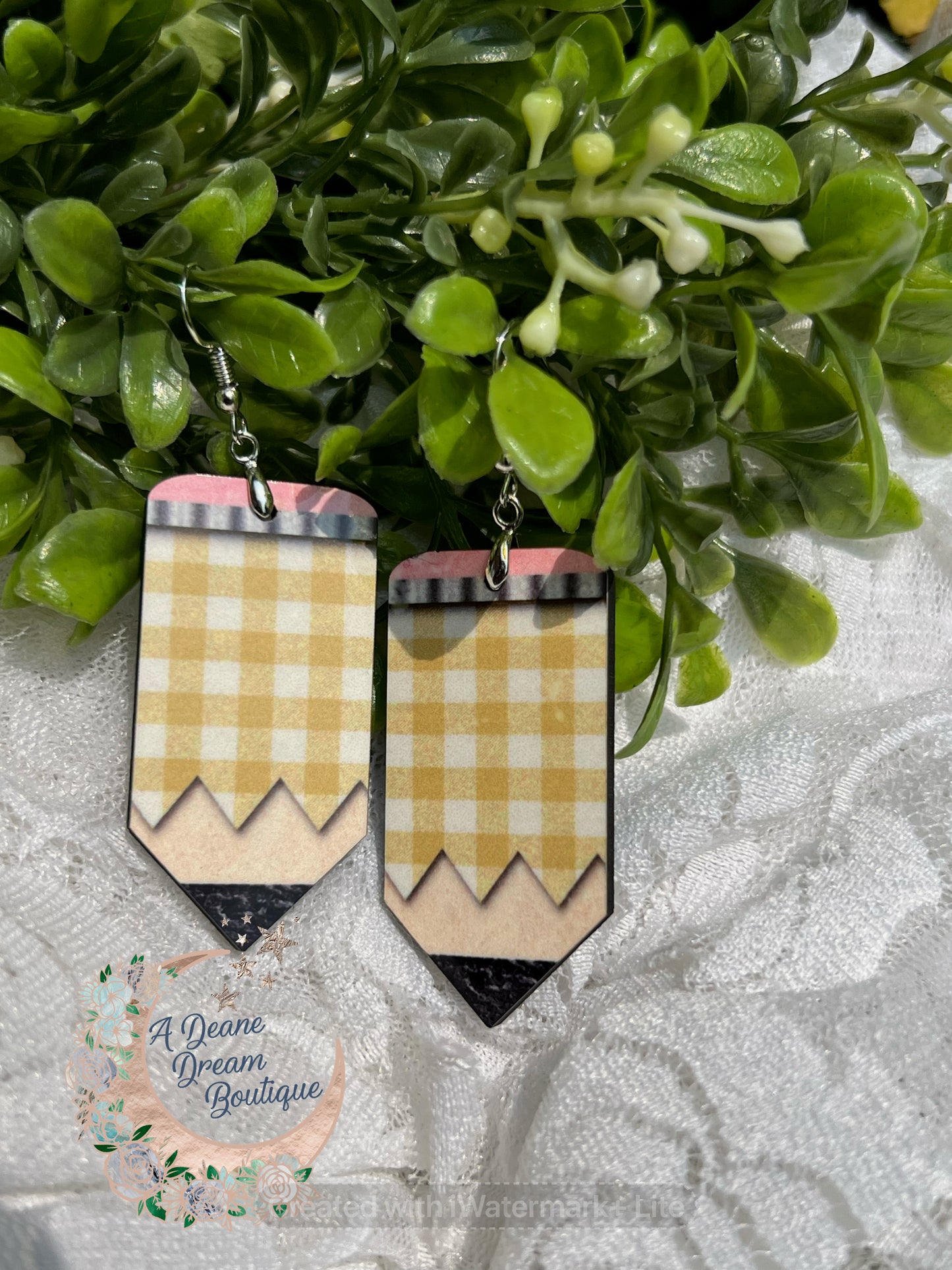 Yellow Plaid Pencil Earrings