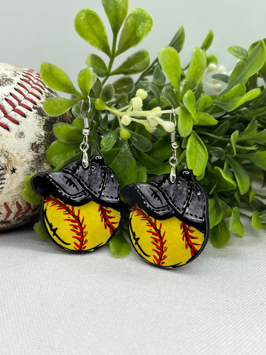 Softball and Cap Earrings