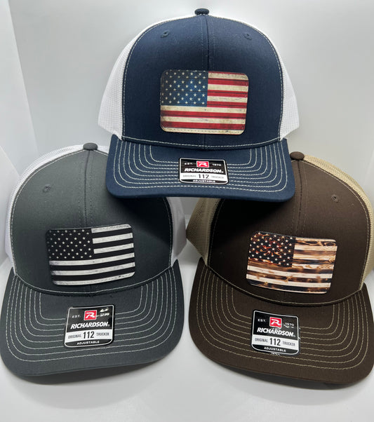 Men’s Richardson 112 Trucker Hat with  American Flag Patch