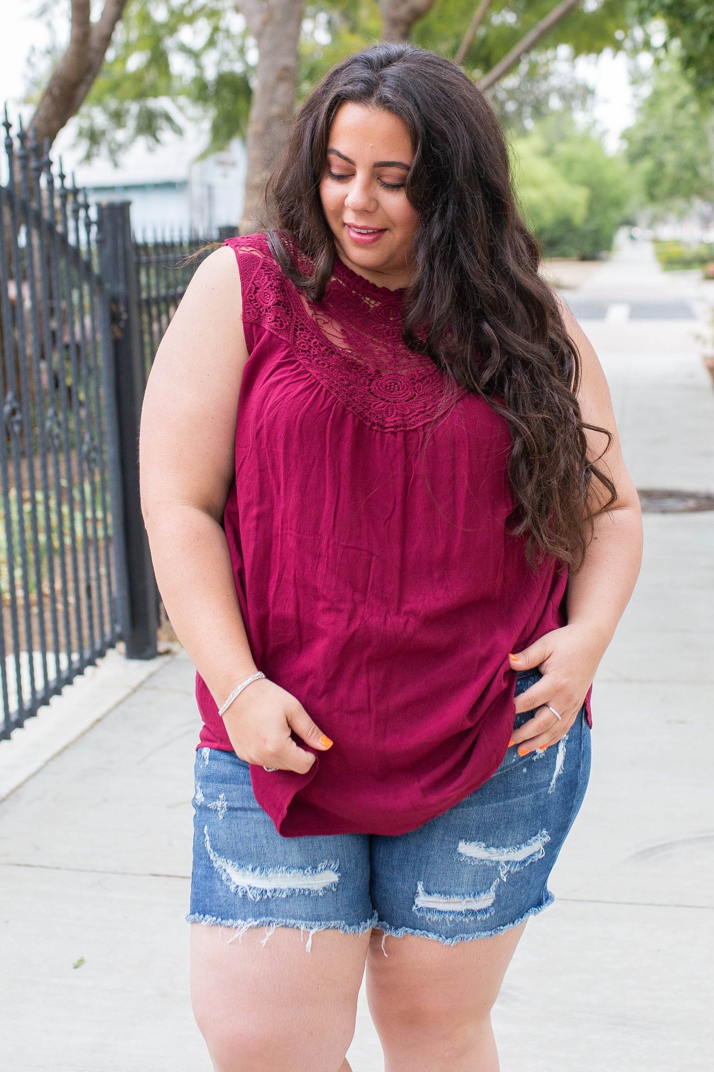 Boho Charm Sleeveless Top in Wine