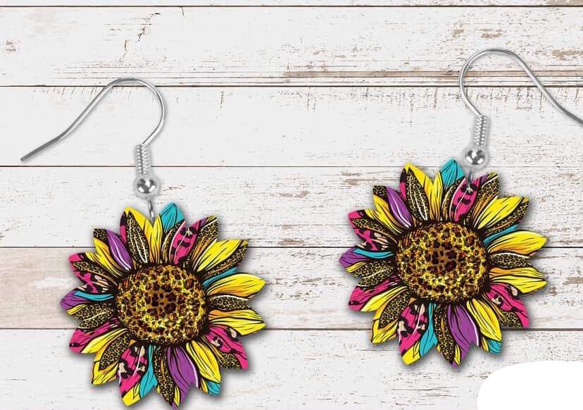 Colorful Sunflower Earrings