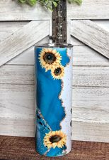 TURQUOISE & SUNFLOWERS INSULATED TUMBLER