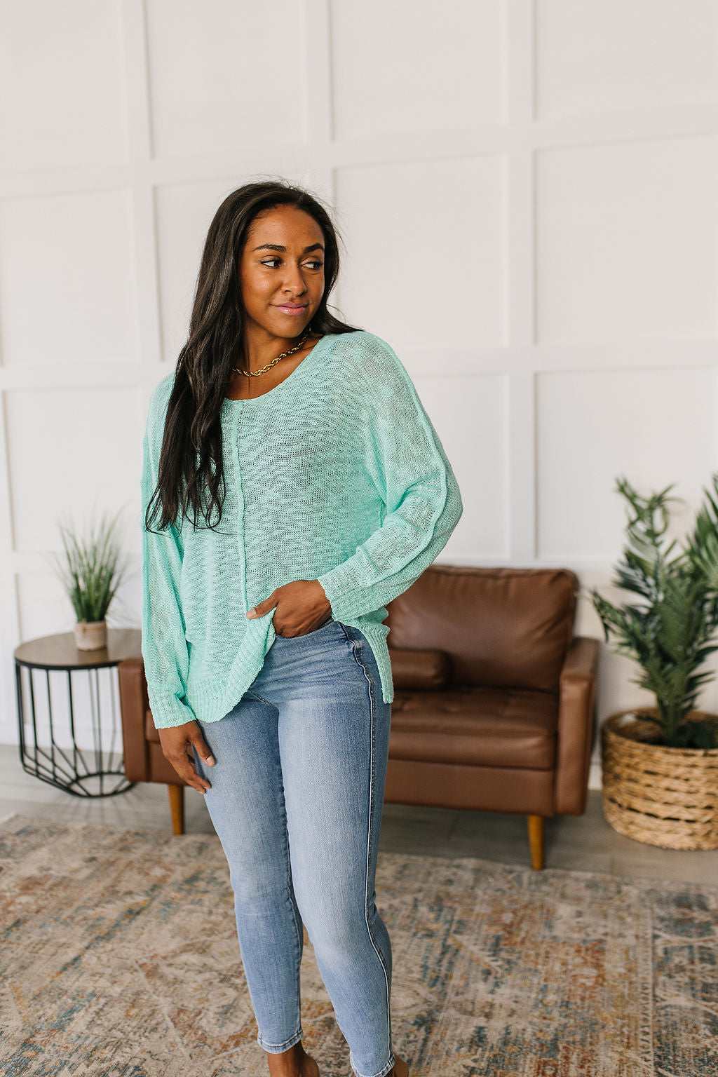 Relax With Me Knit Top in Aqua