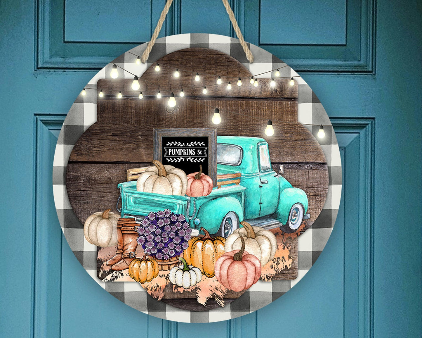 Fall Door Hanger With Blue Truck