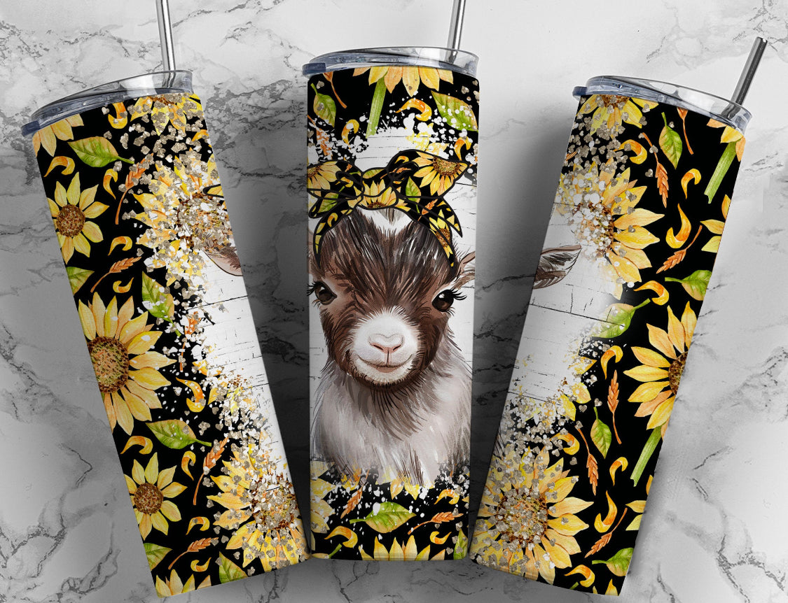 Silly Goat with Sunflowers