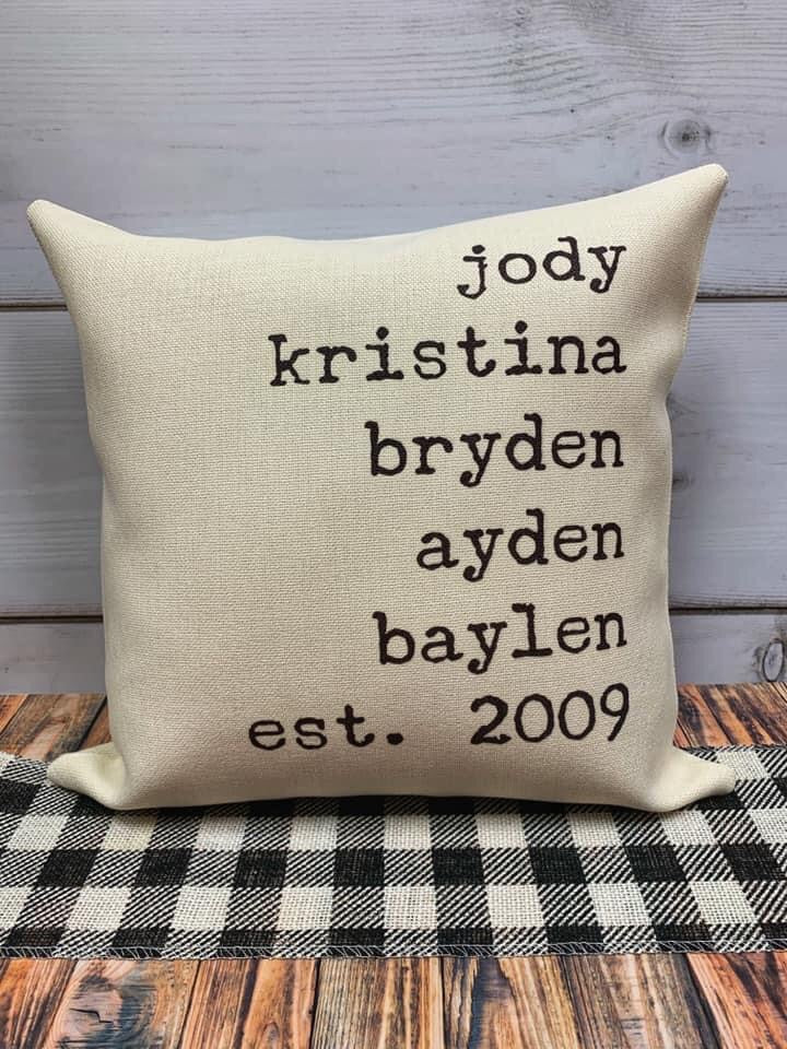 FAMILY NAMES THROW PILLOW COVER