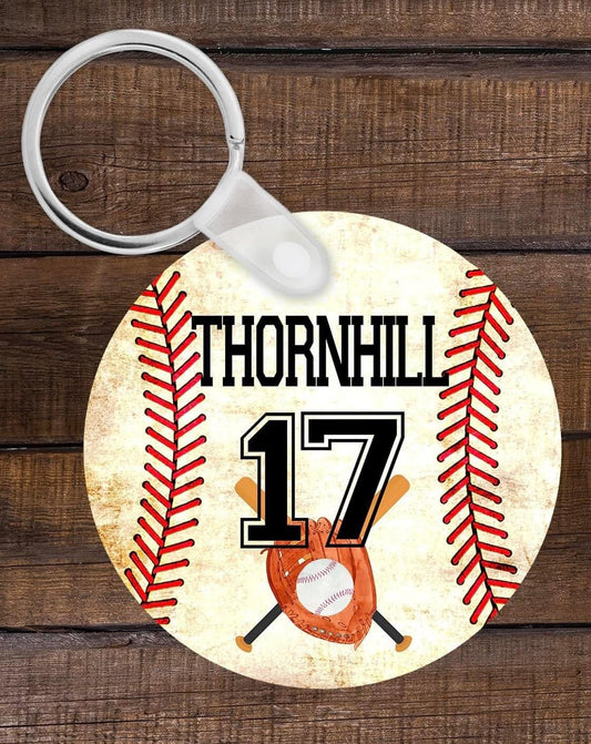 Baseball Name/Number Keychain