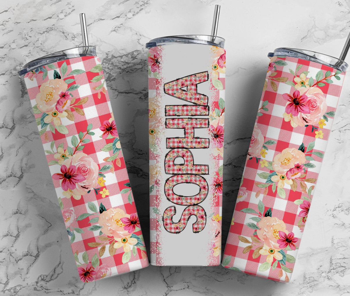 Gingham Country Personalized Tumbler