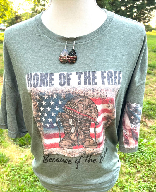 Home of the Free Because of the Brave Graphic T-shirt