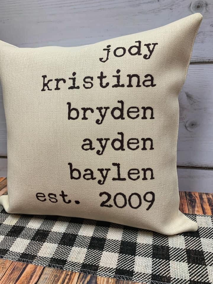 FAMILY NAMES THROW PILLOW COVER