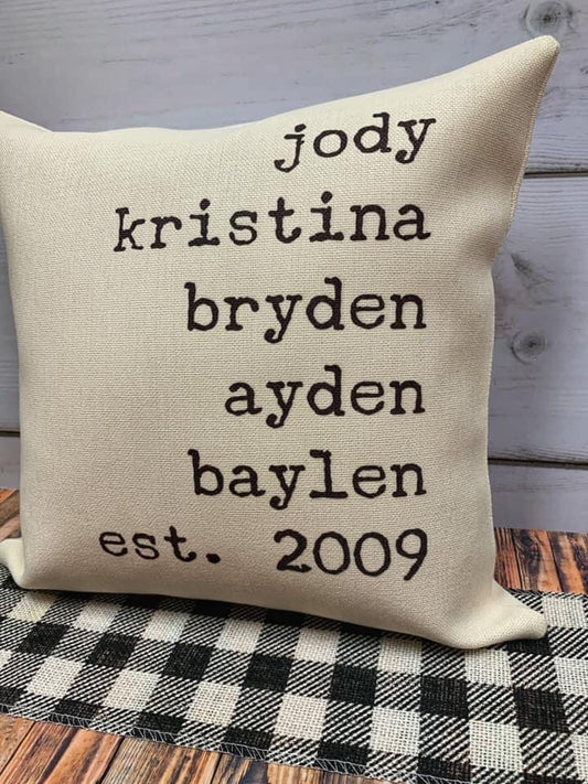 FAMILY NAMES THROW PILLOW COVER