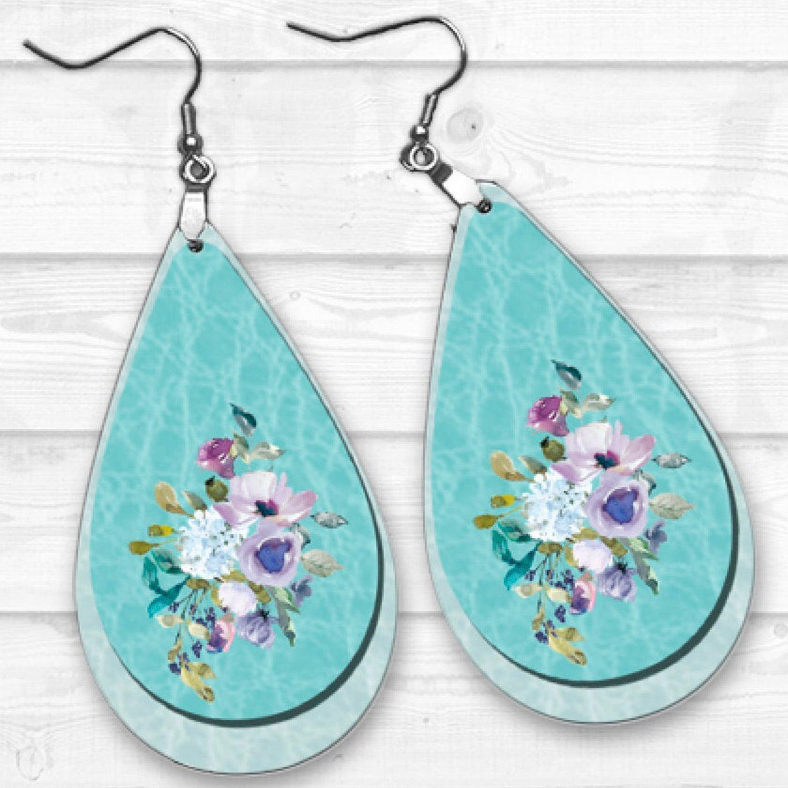 Aqua Floral Earrings