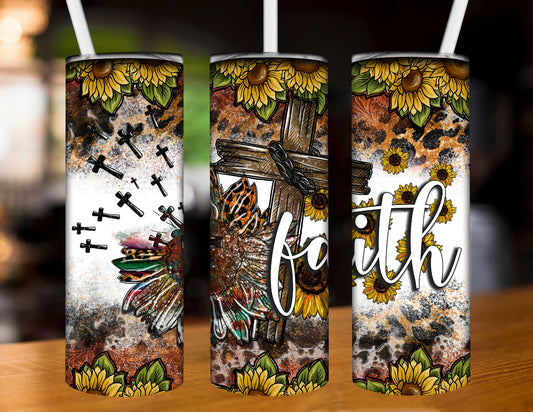 Faith with Sunflowers Insulated Tumbler