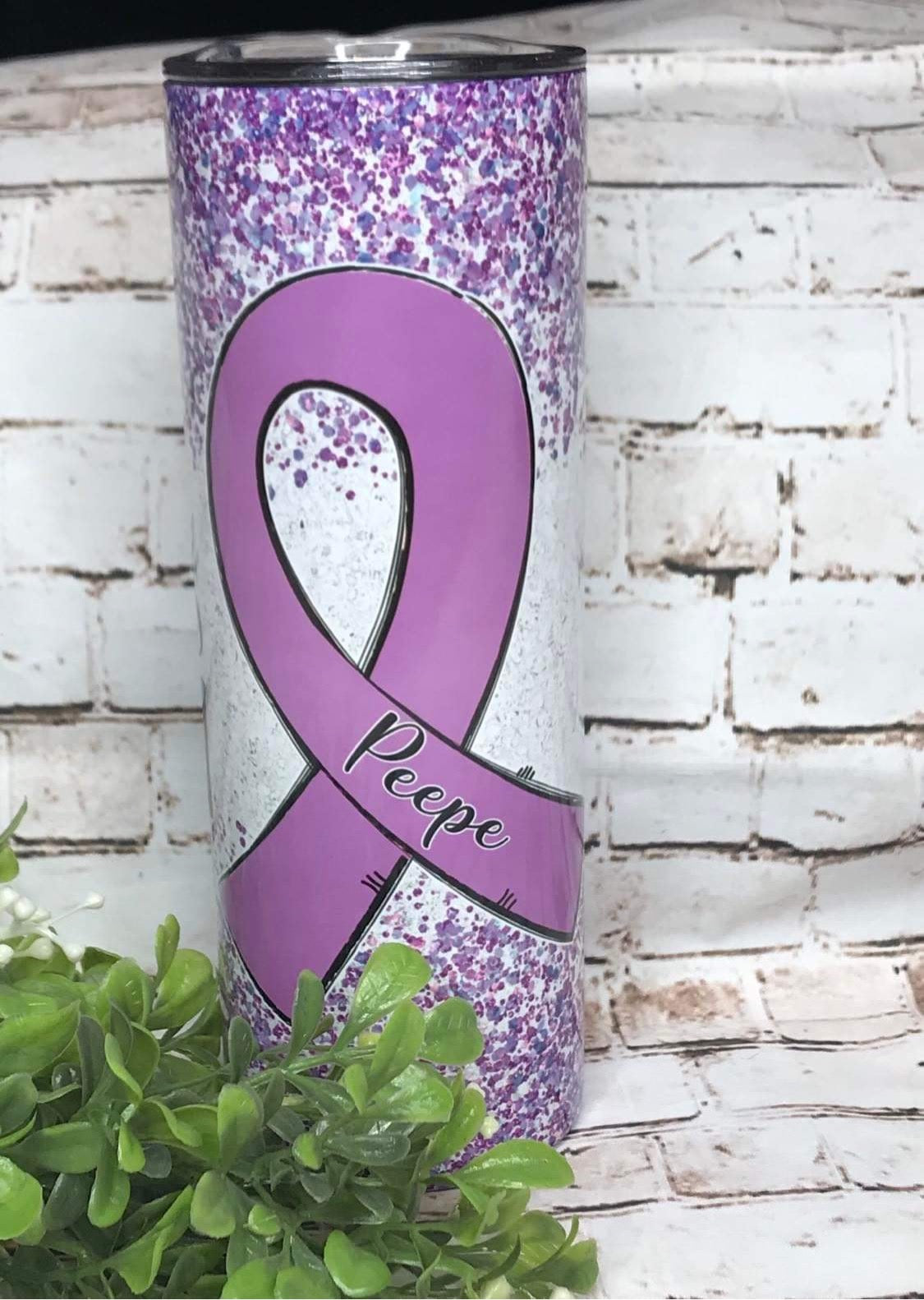 Purple Cancer Ribbon Tumbler