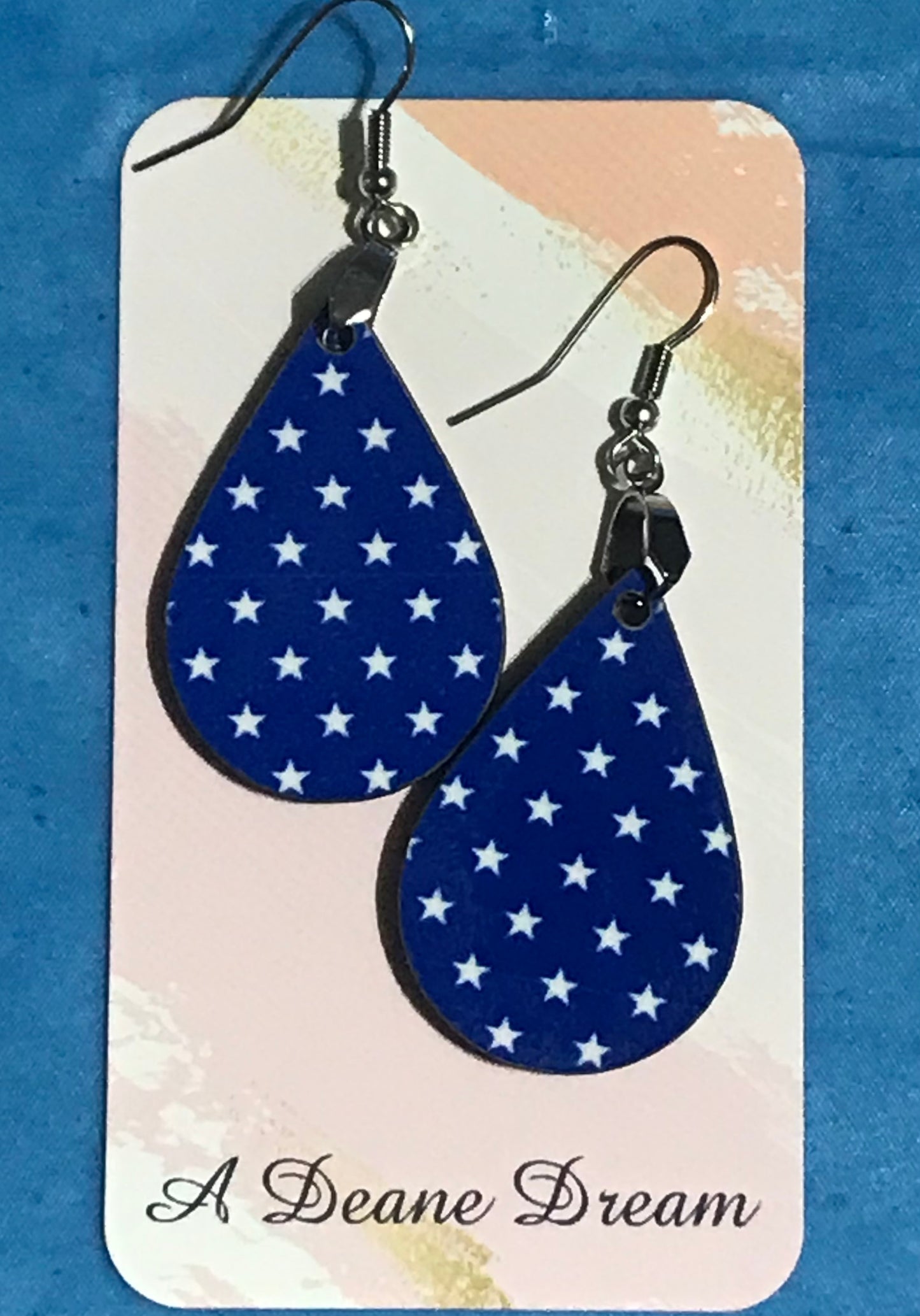 BLUE AND WHITE STARS EARRINGS