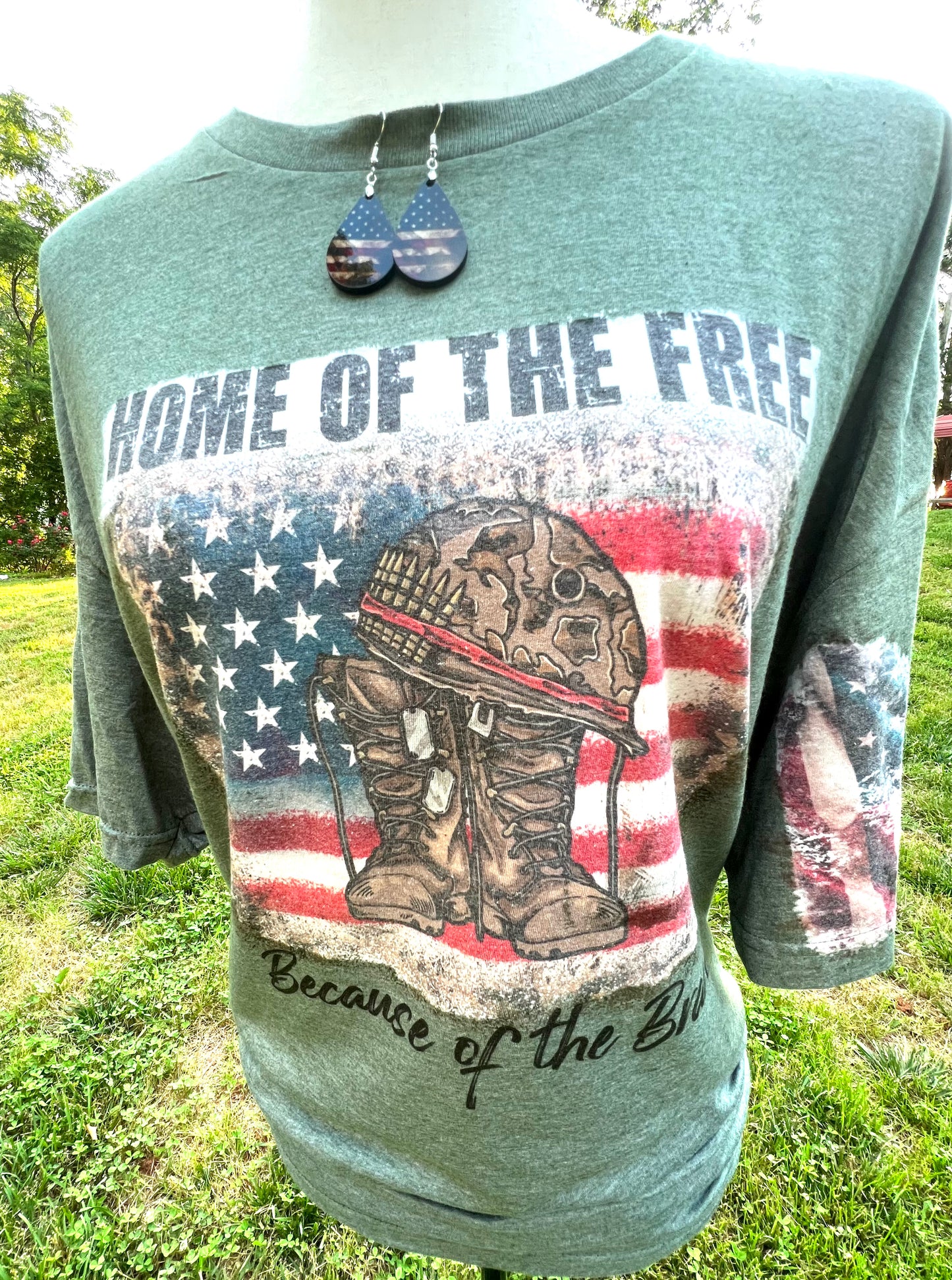 Home of the Free Because of the Brave Graphic T-shirt