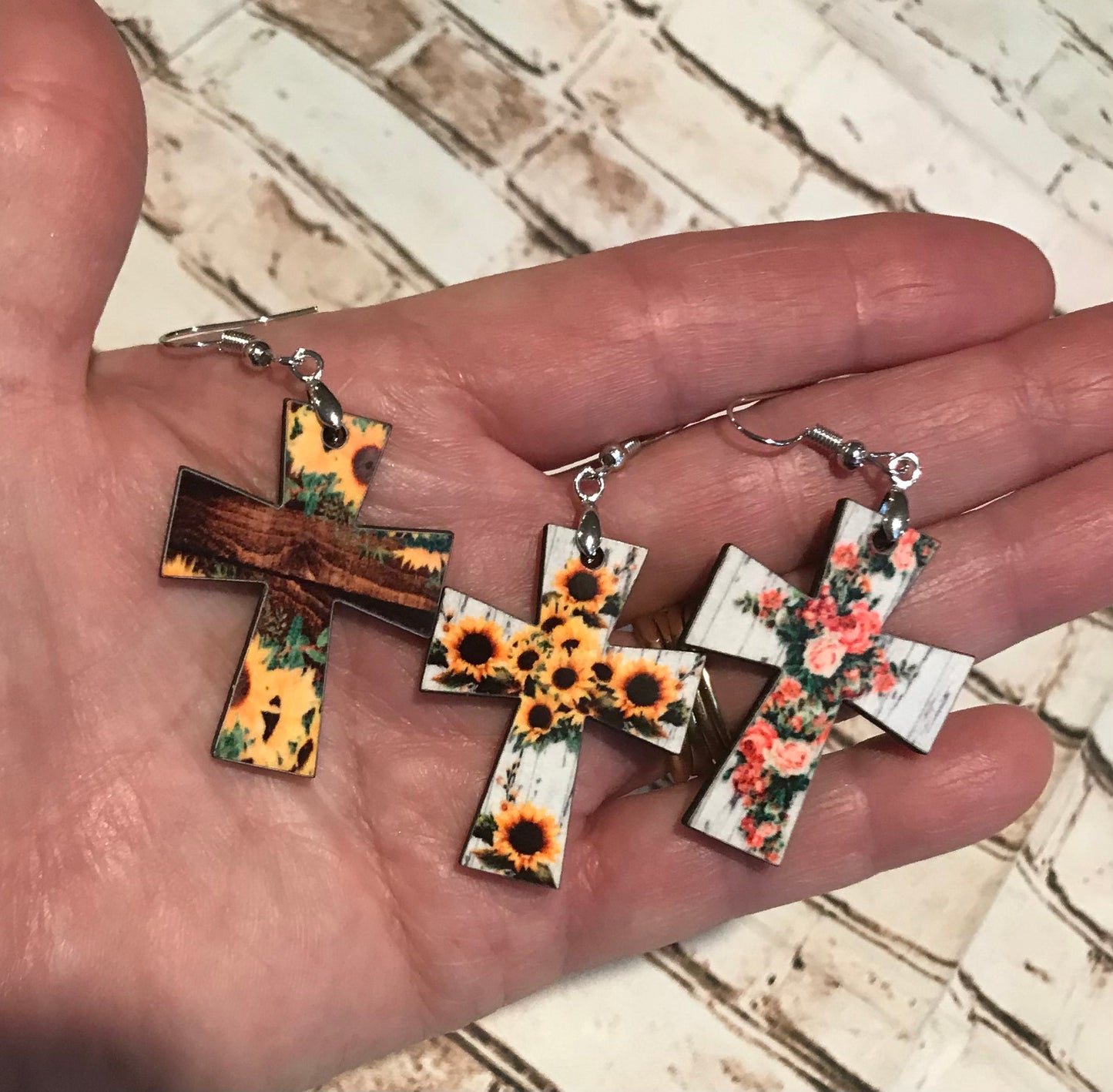 WOODEN CROSS EARRINGS