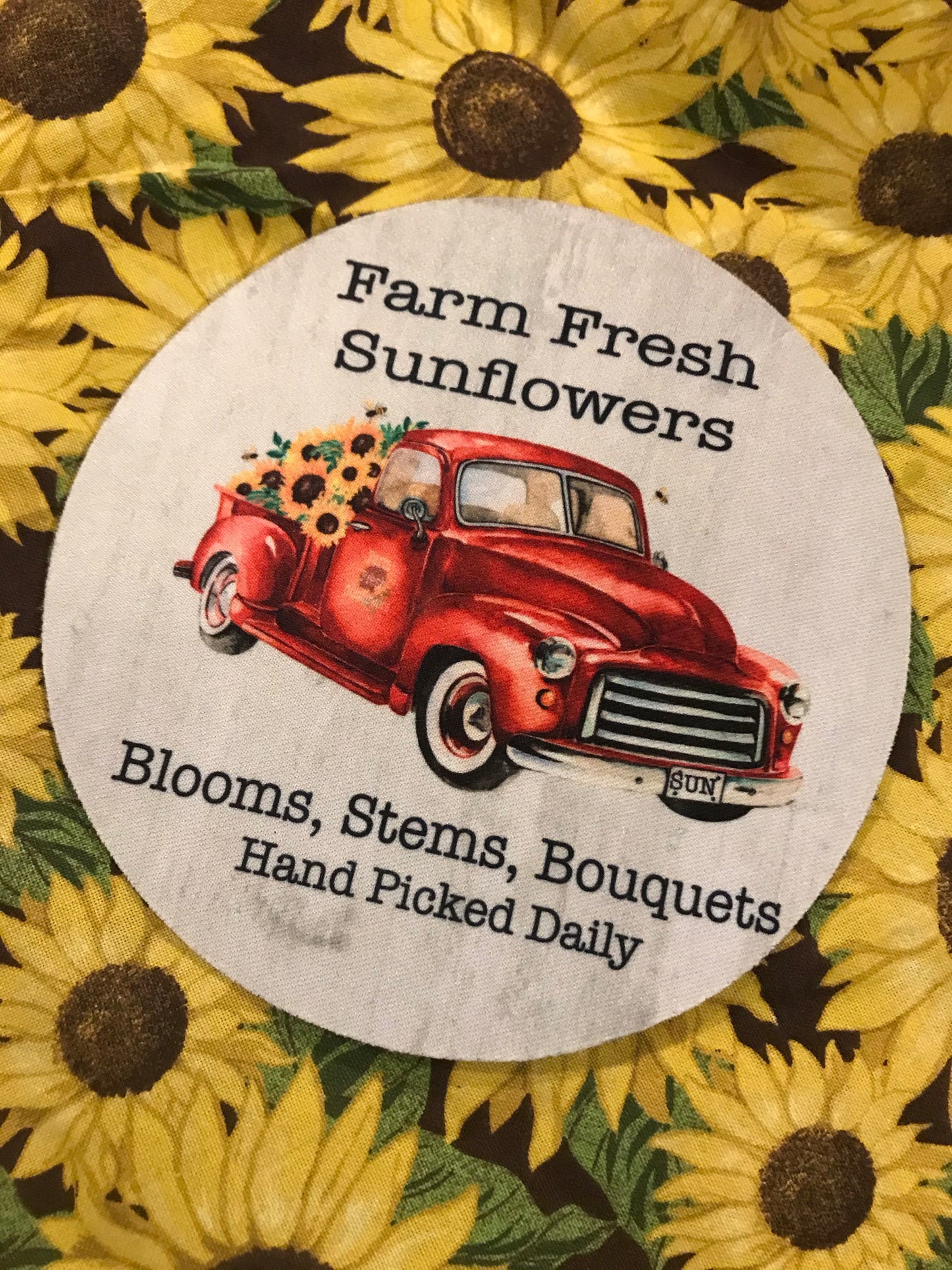 Red Truck With Sunflowers Jar Opener