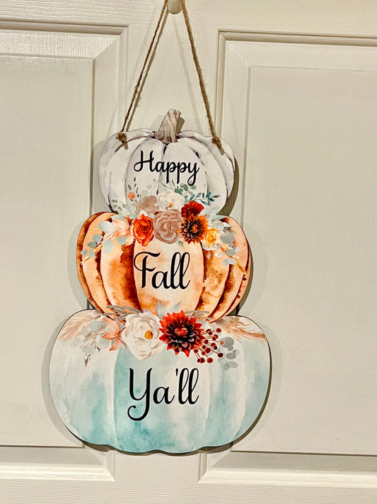 Stacked Fall Pumpkins Door Hanger