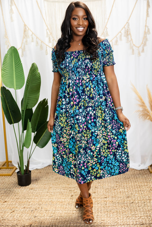 Cascading Floral - Midi Dress