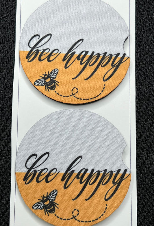 Bee Happy Car Coasters