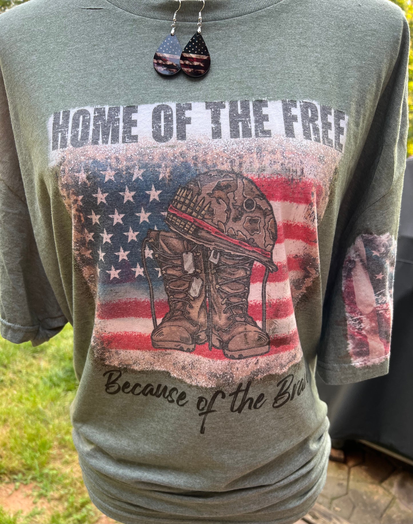 Home of the Free Because of the Brave Graphic T-shirt