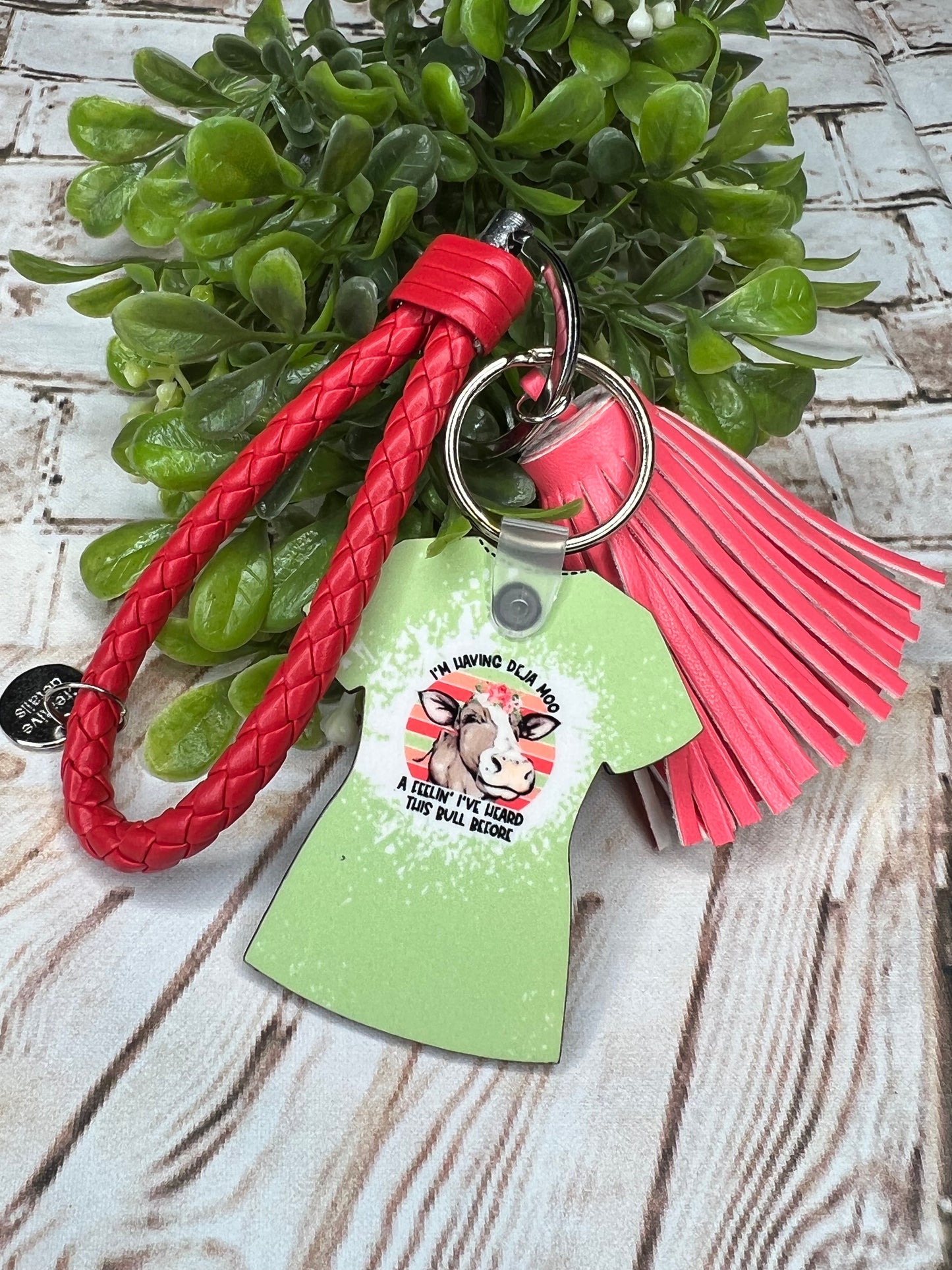 Deja Moo Cow Keychain w Tassel