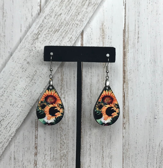 BOUQUET OF SUNFLOWERS TEARDROP EARRINGS