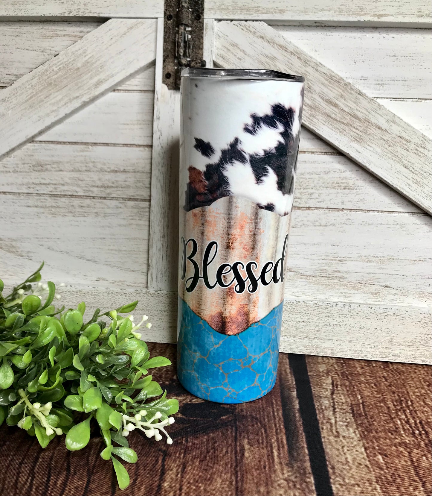 BLESSED COW PRINT INSULATED TUMBLER