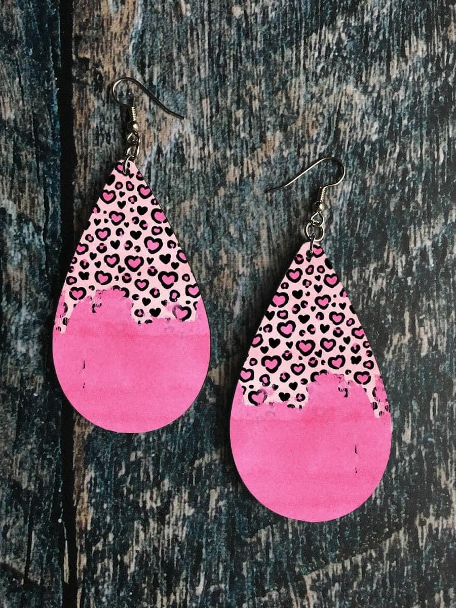 VALENTINES DAY LEOPARD HEARTS EARRINGS